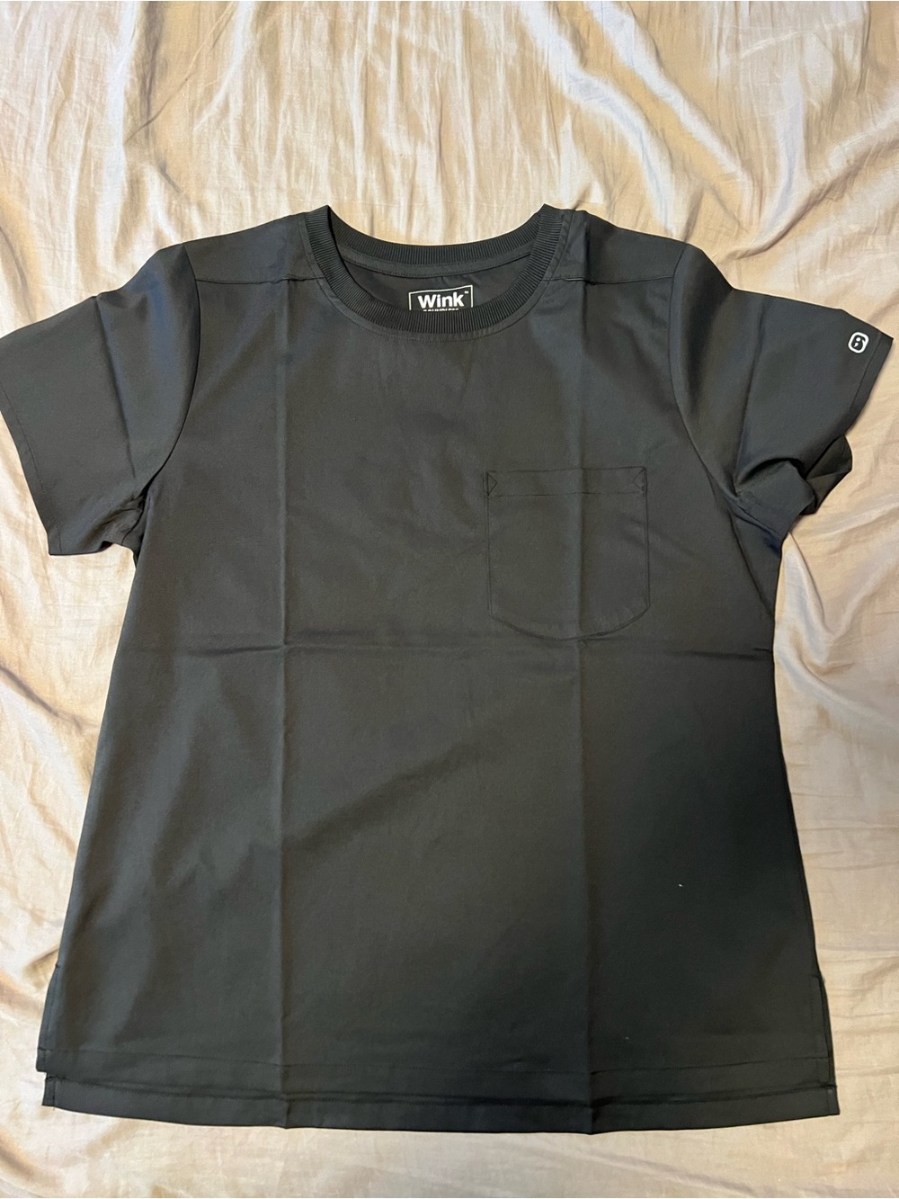 Wink Black Short Sleeve Scrubs Pocket Tee